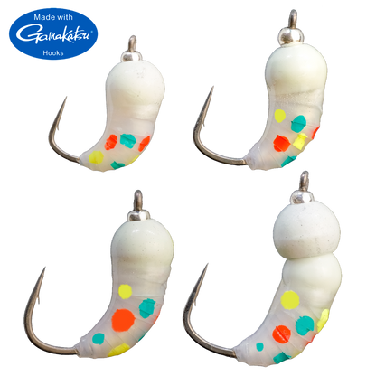 Tungsten Ice Bugs, a packet of 4 pieces resembling real bugs, are ideal for fishing and come in Tungsten4Anglers packaging